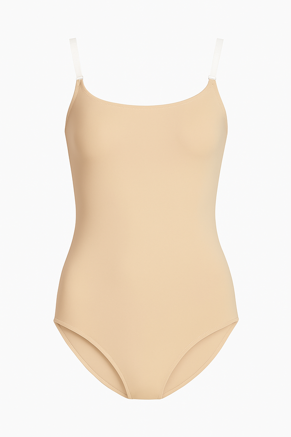 Organic Cotton Camisole Leotard with Clear Straps
