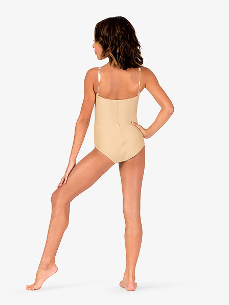 Organic Cotton Camisole Leotard with Clear Straps