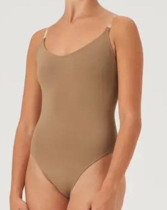 Organic Cotton Camisole Leotard with Clear Straps
